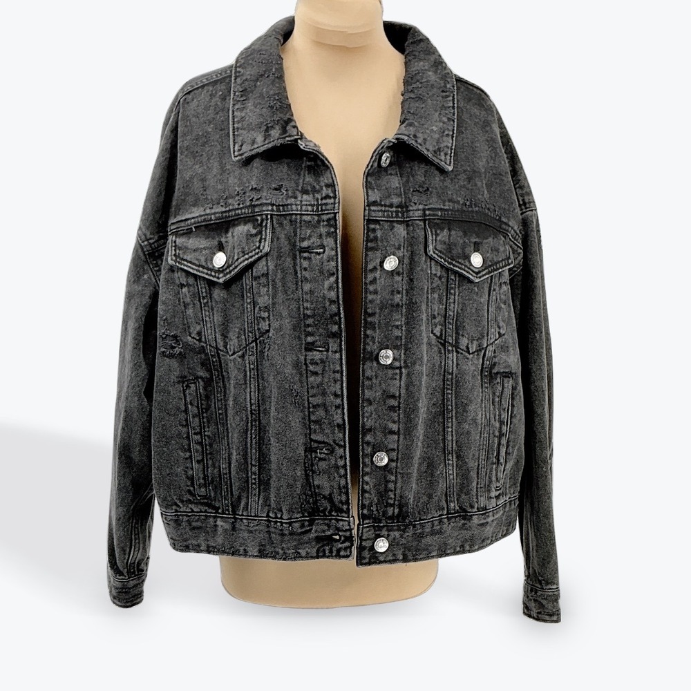 wild fable Black Washed Denim Jacket